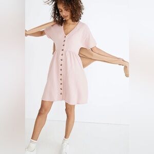 Cream/White Madewell Lightspun Button-Front Mini Dress